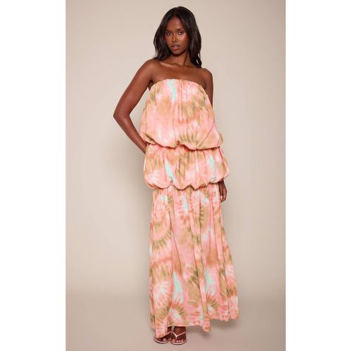 Peach Robe Maxi Imprimée À Encolure Cœur Et Volants Étagés | Taille 42 - PrettyLittleThing - Modalova