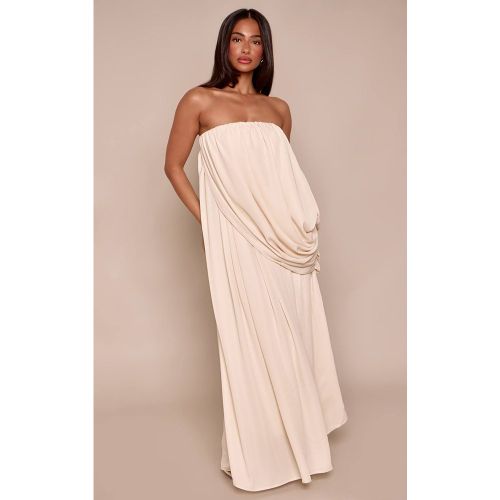 Cream Robe Mini Bandeau Drapée Avec Superposition Petite | Taille 42 - PrettyLittleThing - Modalova
