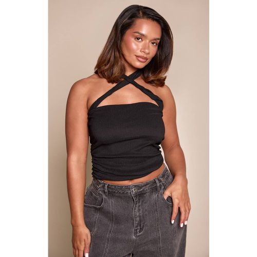Black Haut Texturé Shape À Détail Col Torsadé | Taille 36 - PrettyLittleThing - Modalova