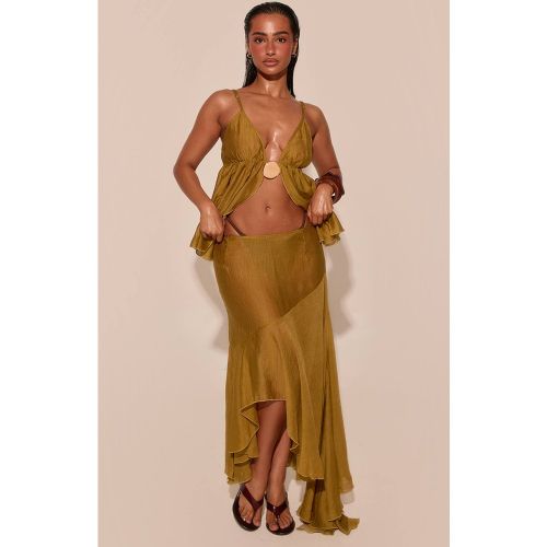 Olive Jupe De Plage Midi À Ourlet Asymétrique | Taille XS - PrettyLittleThing - Modalova