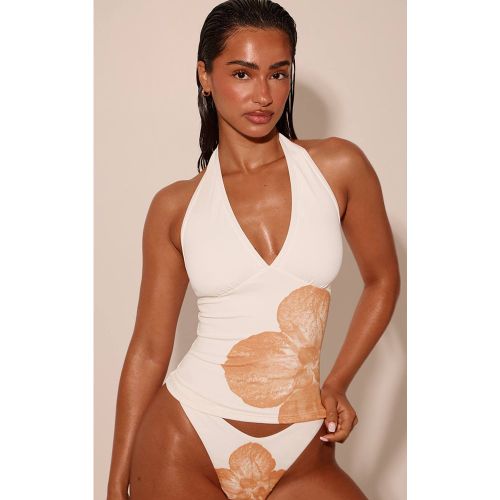White Bas De Bikini À Imprimé Hibiscus Contrasté | Taille 32 - PrettyLittleThing - Modalova