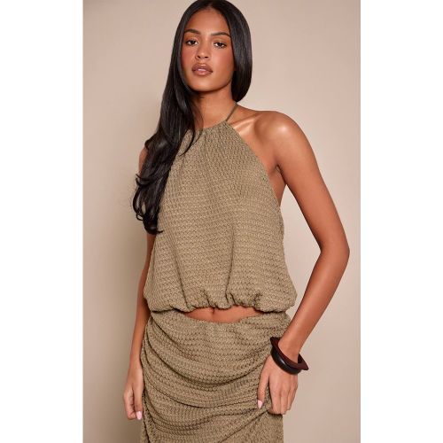 Khaki Ensemble Haut Col Licou Texturé Tall | Taille 44 - PrettyLittleThing - Modalova
