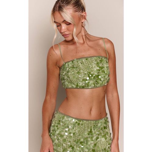 Green Top Bralette À Bretelles À Sequins Ensemble Coordonné | Taille 42 - PrettyLittleThing - Modalova