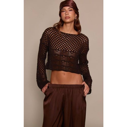 Haut En Crochet À Manches Longues Et Coupe Décontractée | Taille XS - PrettyLittleThing - Modalova