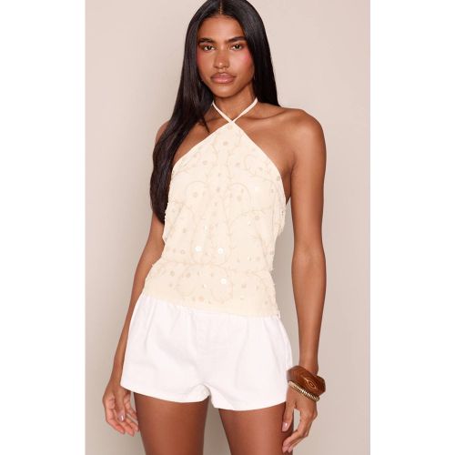 Lemon Haut Dos Nu À Col Licou Orné De Perles Et Sequins | Taille 42 - PrettyLittleThing - Modalova