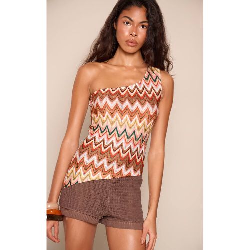 Multi Haut Asymétrique À Imprimé Texturé Et Une Épaule Dénudée | Taille 32 - PrettyLittleThing - Modalova