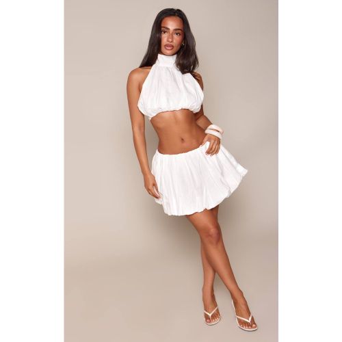 White Jupe Mini Bouffante En Lin Petite Ensemble Coordonné | Taille 42 - PrettyLittleThing - Modalova