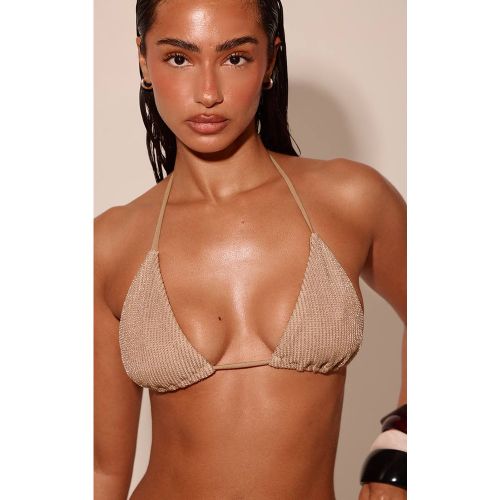 Gold Haut De Bikini Triangle Lurex | Taille 42 - PrettyLittleThing - Modalova