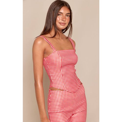 Red Haut Imprimé Vichy À Encolure Carrée Ensemble Coordonné | Taille 40 - PrettyLittleThing - Modalova