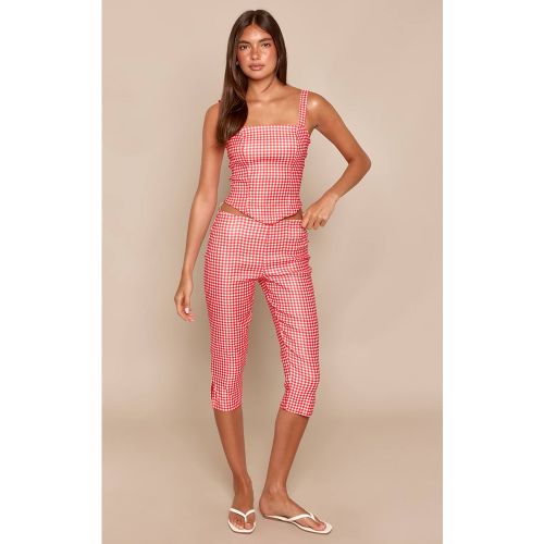Red Ensemble Coordonné Pantalon Capri Imprimé Vichy | Taille 44 - PrettyLittleThing - Modalova