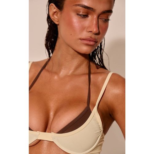 Lemon Haut De Bikini À Armatures À Double Couche Contrastée | Taille 44 - PrettyLittleThing - Modalova