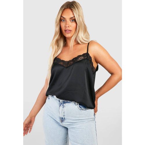 Cami satin en taille plus à bordure en dentelle | Taille 48 - boohoo - Modalova