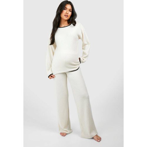 Ensemble de détente à côtes souples contrastées pour maternité | Taille 44 - boohoo - Modalova