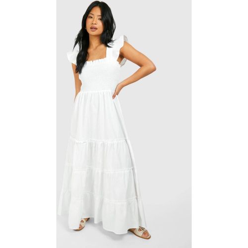 Robe Midaxi en Popeline Froncée Petite Taille | Taille 38 - boohoo - Modalova