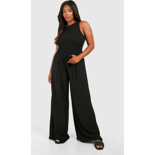 Plus Pantalon tissé Plus à cordon de serrage à jambes larges | Taille 46 - boohoo - Modalova