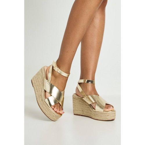Compensées À Brides Croisées Coupe Large | Taille 36 - boohoo - Modalova