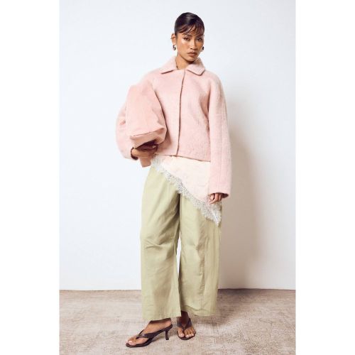 Veste Boutonnée Aspect Laine | Taille 44 - boohoo - Modalova