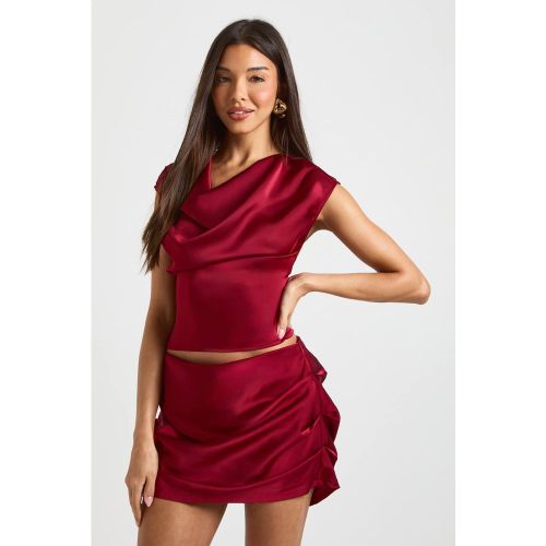 Jupe-Short Drapée en Satin | Taille 44 - boohoo - Modalova