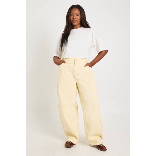 Jean Grande Taille Taille Mi-haute Jambe Tonneau Couture Torsadée | Taille 48 - boohoo - Modalova