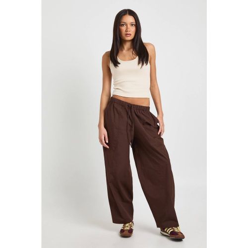 Pantalon En Popeline À Jambes Tonneau Avec Cordon De Serrage | Taille 40 - boohoo - Modalova