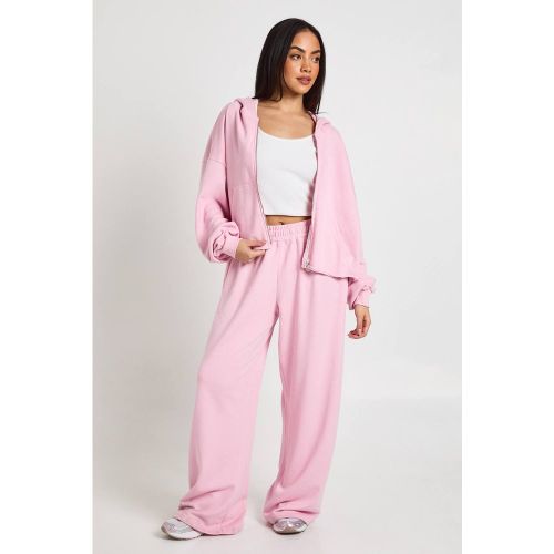 Ensemble De Jogging Jambe Droite À Ourlet Usé Effet Délavé | Taille Medium - boohoo - Modalova