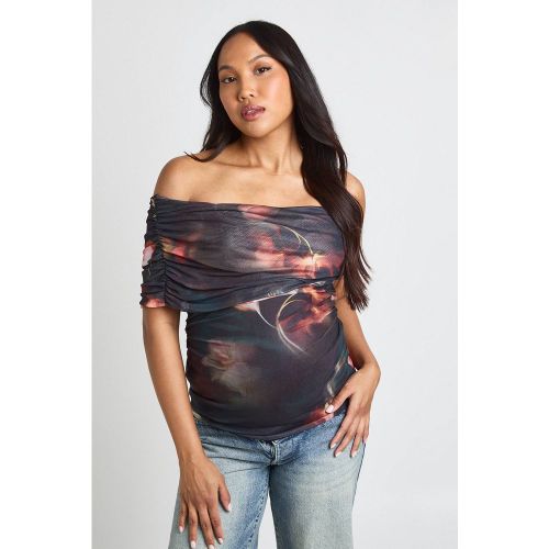 Haut De Maternité Asymétrique Froncé À Imprimé | Taille 46 - boohoo - Modalova