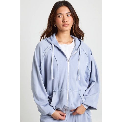 Sweat À Casynthétiqueche Oversize Délavé Effet Usé Avec Fermeture Éclair Intégrale | Taille Medium - boohoo - Modalova