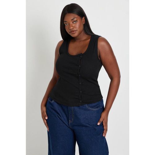 Débardeur Côtelé Grande Taille À Détail De Boutons Asymétriques | Taille 44 - boohoo - Modalova