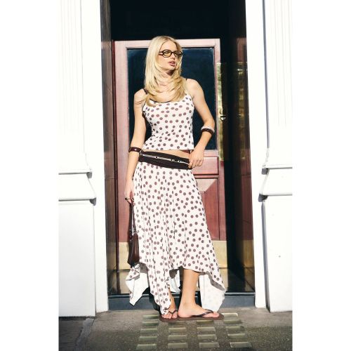 Jupe Midi À Pois Avec Taille Contrastante Repliée | Taille 44 - boohoo - Modalova