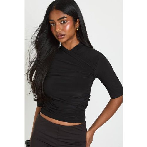 Haut Cache-cœur À Manches Mi-longues | Taille 44 - boohoo - Modalova