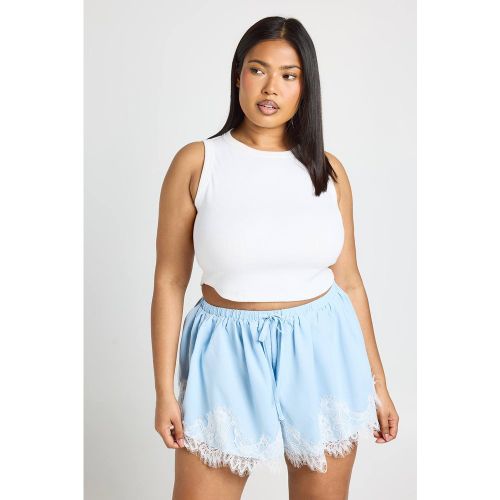 Short Ample En Popeline Avec Finition Dentelle Plus | Taille 44 - boohoo - Modalova
