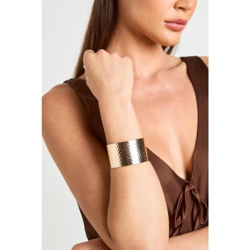 Bracelet Jonc Martelé Épais - boohoo - Modalova