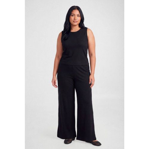 Ensemble Coordonné Grande Taille Haut Côtelé À Boutons Et Pantalon | Taille 48 - boohoo - Modalova