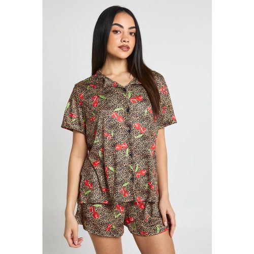 Ensemble Pyjama Chemise À Manches Courtes Et Short Imprimé Cerises Et | Taille 40 - boohoo - Modalova