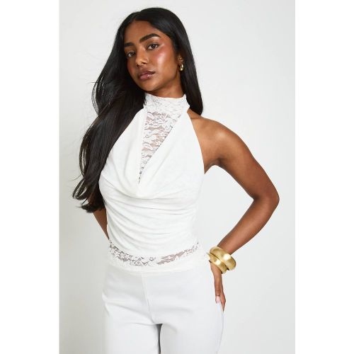 Haut Dos Nu Col Bénitier En Dentelle | Taille 44 - boohoo - Modalova