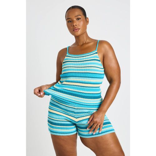Short De Plage En Maille Rayée Grande Taille | Taille 48-50 - boohoo - Modalova