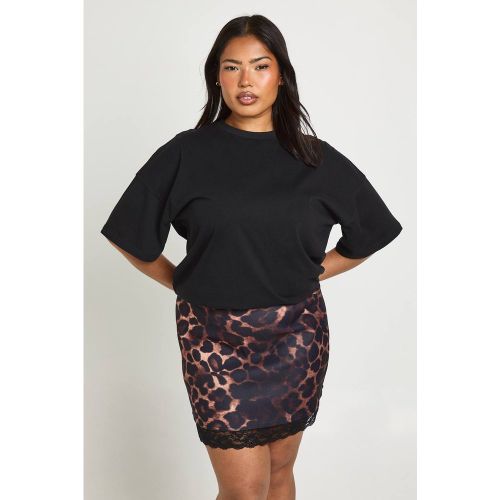 Jupe Courte Grande Taille Imprimé Bengaline Avec Finition Dentelle | Taille 48 - boohoo - Modalova