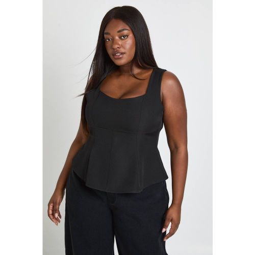 Haut Grande Taille Ajusté À Basque Et Encolure Carrée | Taille 48 - boohoo - Modalova