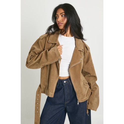 Veste de motard oversize effet suédé | Taille 38 - boohoo - Modalova