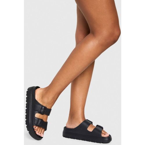 Sandales à double bride à boucle et coupe large | Taille 36 - boohoo - Modalova