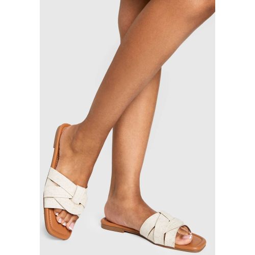 Linen Woven Basic Mule Sandals | Taille 41 - boohoo - Modalova