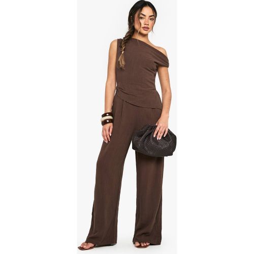 Linen Look Twist Strap Jumpsuit | Taille 46 - boohoo - Modalova