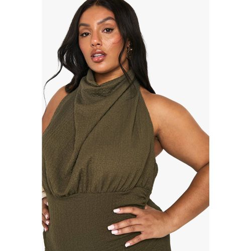Haut de corps grande taille à col cascade et ruche | Taille 48 - boohoo - Modalova