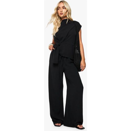 Ensemble blouse drapée tissée et pantalon coordonné | Taille 44 - boohoo - Modalova