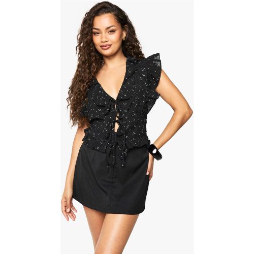 Chemisier À Imprimé Fleuri Avec Volants Et Nœud Devant | Taille Medium - boohoo - Modalova