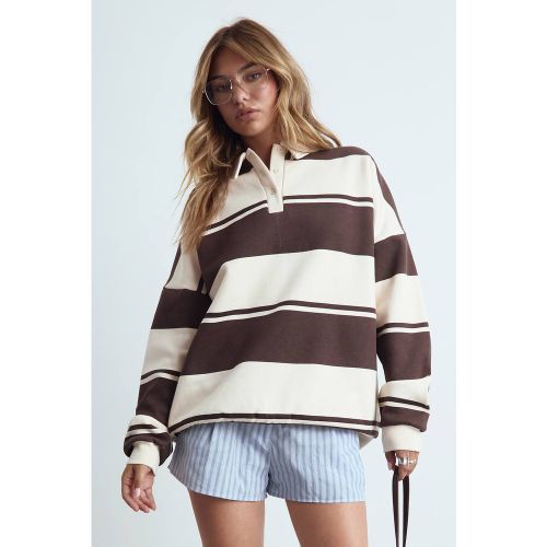 Sweat-shirt rugby rayé | Taille Medium - boohoo - Modalova