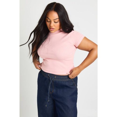 Haut Ajusté Côtelé À Manches Courtes Grande Taille | Taille 48 - boohoo - Modalova