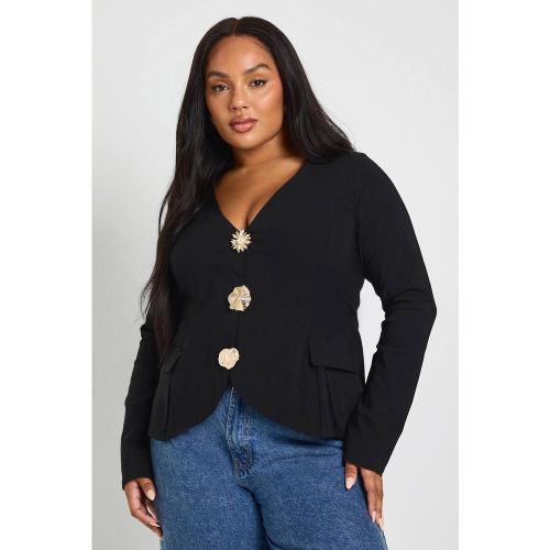 Haut boutonné orné plus long | Taille 48 - boohoo - Modalova