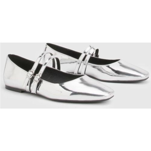 Ballerines Mary Jane à double bride pour pieds larges | Taille 40 - boohoo - Modalova