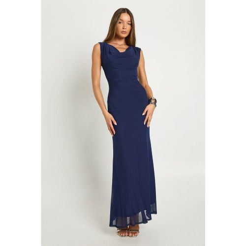 Robe maxi à col drapé en mesh et coupe colonne | Taille 44 - boohoo - Modalova